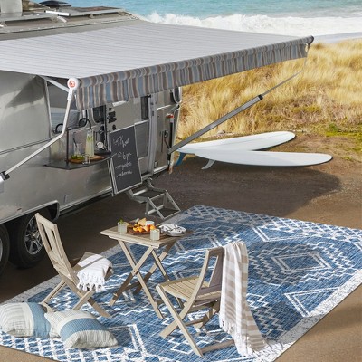 Marokko Diamond Tribal Medallion 3x5 Blue/Ivory Synthetic Rug