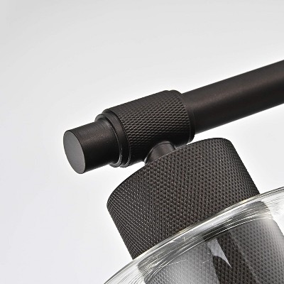 Transitional Rubbed Bronze 4-Light Bath Vanity Fixture with Clear Glass Shades