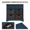 Rustic Storage Cabinet with Two Drawers and Four  Classic Rattan Basket for Dining Room/Living Room (White) - 3 of 4