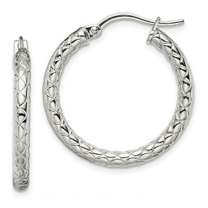 Black Bow Jewelry 3mm Crisscross Round Hoop Earrings in Stainless Steel - 25mm (1 in) - 1 of 4