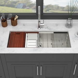 Gulches 45"x19" Single Bowl Undermount Workstation Kitchen Sink, 16 Gauge 304 Stainless Steel - 1 of 4