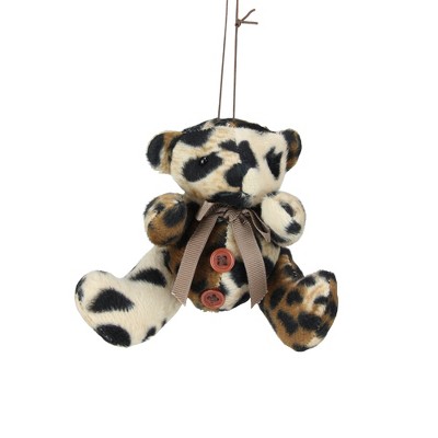 Allstate Floral 4.5" Beige and Black Cheetah Teddy Bear Christmas Ornament