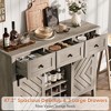 Homhougo 59.06'' Farmhouse Buffet Cabinet with Sliding Barn Door, 33.4'' Tall Rustic Sideboard with 3 Drawer, Adjustable Shelf Gray - 4 of 4