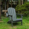 ORRD HDPE Folding Adirondack Chair with Dual Cup Holders, Wood Texture Composite Outdoor Chair, White - 2 of 4