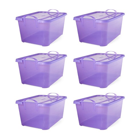 Homz Heavy Duty Modular Stackable Storage Tote Containers With Latching  Lids : Target