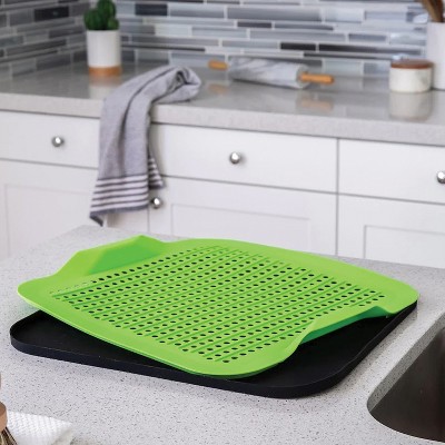 Black and Green 2-Piece Silicone Drying Mat