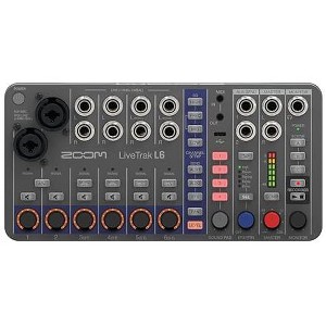 Zoom LiveTrak L6 Digital Mixer/Recorder, Battery Powered, 32-Bit Float, 10-Channels, 2 Combo + 4 Stereo Inputs, MIDI, Effects, Sound Pads, 3-Band EQ - 1 of 4