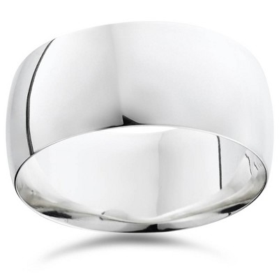 Pompeii3 10mm Dome High Polished Wedding Band 14K White Gold