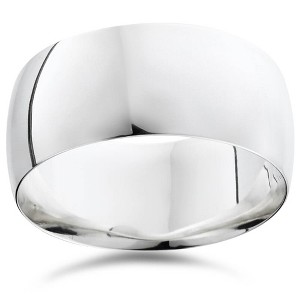 Pompeii3 10mm Dome High Polished Wedding Band 10K White Gold - 1 of 4