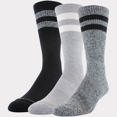 Signature Gold by GOLDTOE Men's 3pk Casual GT Double Stripe Crew Socks