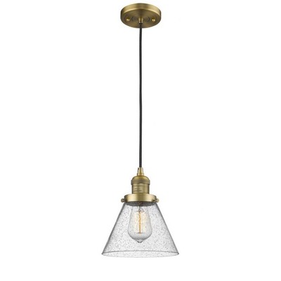 Cone - 1 Light Cord Hung Mini Pendant In Industrial Style-10 Inches Tall and 8 Inches Wide