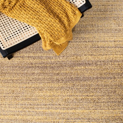 Gold and Ivory Hand-knotted Synthetic Area Rug