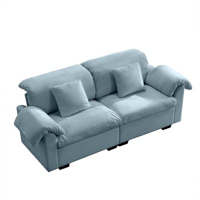 NicBex 83.9 Inch Velvet Storage Couch,2-Seater Deep Seat Sofa with Fluffy Armrest Pillows for Living Room,Small Space,Office,Apartment