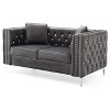 TiramisuBest 45"W Gray Corduroy Loveseat with Hidden Storage & Side Pocket, Compact Upholstered Sofa for Small Spaces - 2 of 4