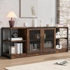 Modern TV Stand for TVs Up to 75", Entertainment Center with Mesh Doors & 4 Open Shelves, Wooden Media TV Console Table, 63 Inch Grey - 2 of 4