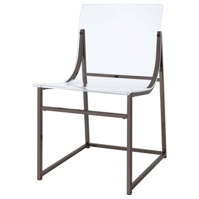 Adino Clear Acrylic and Black Nickel Side Chairs Set of 2