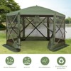 Aghana Digitals Green 12'x12' Hexagon Pop-Up Gazebo: 6-8 Person Mesh-Walled Canopy with Fiberglass - 3 of 4