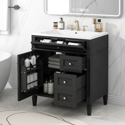NicBex 30" Bathroom Storage Cabinet with Sink, Morden Bathroom Vanity, 2 Drawers and 1 Spacious Cabinet Door for Bathroom