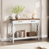 Farmhouse Console Table, 47 Inch Narrow Long Entryway Table with 2 Drawers Storage, 2 Tier Wood Console - 3 of 4