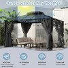 10'x12' Hardtop Patio Gazebo with Double Roof,Mosquito Netting and Privacy Curtains,Heavy Duty Aluminum Frame for Garden Backyard-Coolbibila - 3 of 4