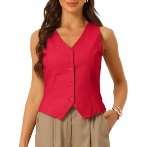 INSPIRE CHIC Women's Fashion Sleeveless Button Down V Neck Crop Summer Vest - 1 of 4