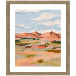 Kate and Laurel Framed Art Southwestern Dreams l by Nikita Jariwala, 22x26, Woodgrain Stripe Mocha - 1 of 4