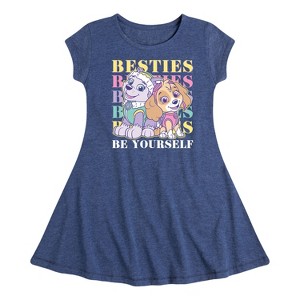 Girls' - Paw Patrol - Everest and Skye Besties Be Yourself Fit & Flair Cap Sleeve Dress - 1 of 4