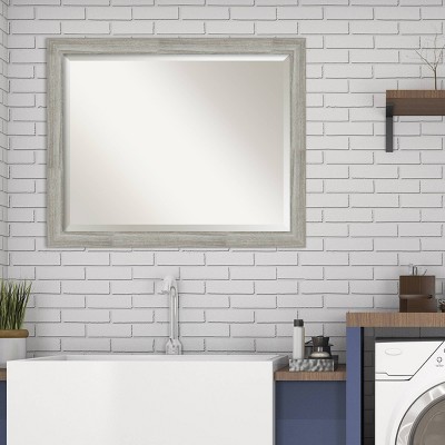Dove Graywash Rectangular Wood Bathroom Vanity Mirror