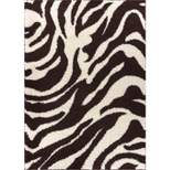 Modern Animal Print Area Rug Shag Zebra Plush Easy Care Thick Soft Plush Living Room