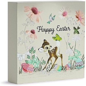 Silver Buffalo Disney Bambi "Happy Easter" 6 x 6 Inch Wood Box Sign - 1 of 4