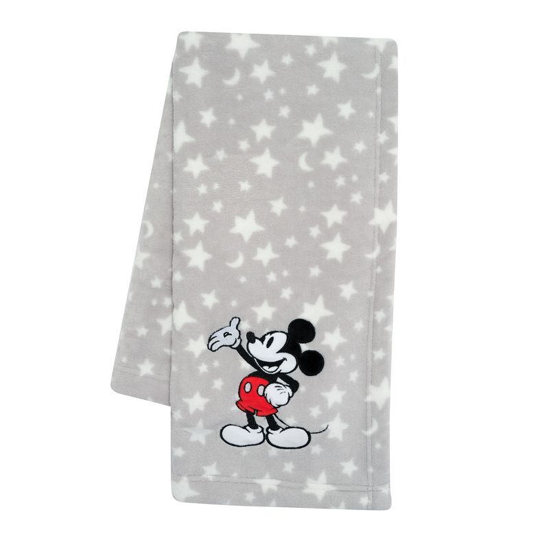 Lambs & Ivy Disney Baby Mickey Mouse Stars Gray Soft Fleece Baby Blanket, 1 of 5