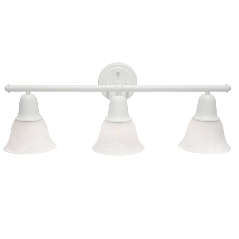 3 Light Metal and Alabaster White Glass Shade Vanity Wall Light Fixture with Metal Accents - Lalia Home, 1 of 10