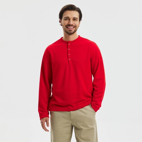 Мужские футболки Goodfellow & Co Men's Long Sleeve Henley T-Shirt - Goodfellow & Co™ Red M