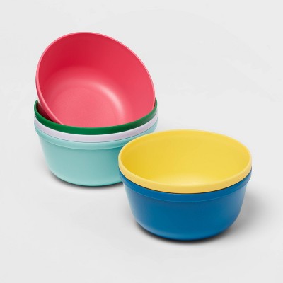 Image of 15.5oz 6pk Plastic Assorted Colors Kids' Bowls - Pillowfort™