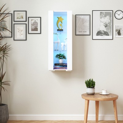 SKRAN Side Cabinet with Aluminum Strip Lamp, Large Storage Space,  Particle Board