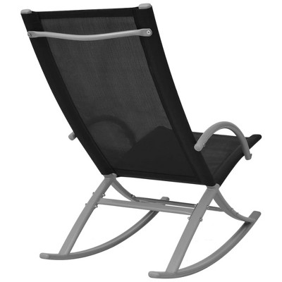 Black Steel Frame Modern Outdoor Rocking Chair Set