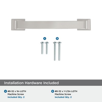 Polished Nickel 3-3/4 inch Cabinet Pull with Mounting Hardware