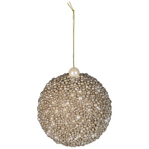 Northlight Glittered Beads Christmas Ball Ornament - 4" - Gold - 1 of 4