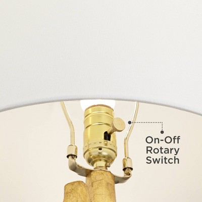 Gold Sculptural Table Lamp with White Drum Shade
