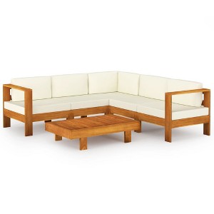 vidaXL Wooden Lounge Set Cream White, Acacia Wood - 1 of 4