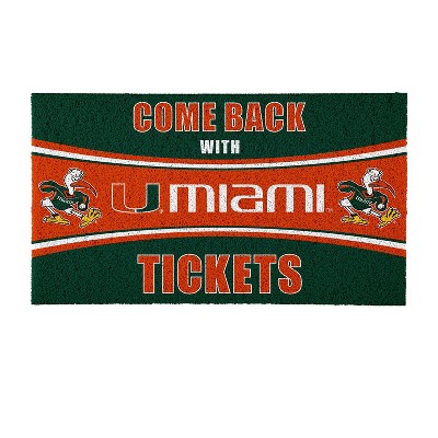 Evergreen Come Back with Tickets University of Miami 28" x 16" Woven PVC Indoor Outdoor Doormat