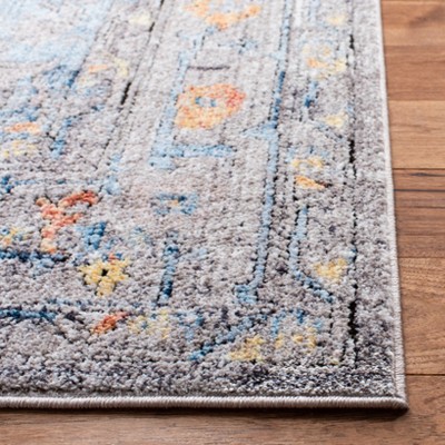 Bristol Blue and Light Grey Abstract Synthetic Area Rug