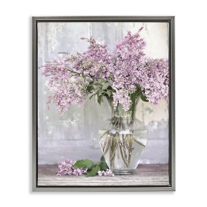 Stupell Industries Tranquil Lilac Flower Vase Floating Frame Canvas Art - 1 of 4