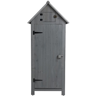 Maggift Outdoor Storage Sheds, Vertical Tall Tool Shed with Lockable Door, Waterproof Roof for Patio, Backyard and Lawn, Gray, 25.6"*21.3"*70.55"