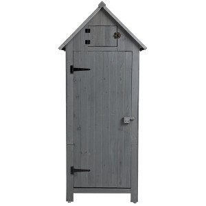 Maggift Outdoor Storage Sheds, Vertical Tall Tool Shed with Lockable Door, Waterproof Roof for Patio, Backyard and Lawn, Gray, 25.6"*21.3"*70.55" - 1 of 4