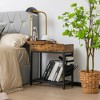 Tangkula End Table with Charging Station Industrial Nightstand Flip Top Side Pocket USB - 3 of 4