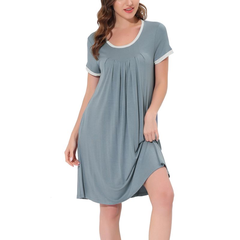 cheibear Womens Sleepwear Lounge Dress Summer Pajama Nightgown, 2 of 6