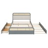 Wooden Queen Size Bed Frame With 2 Storage Drawers And T Size Trundle,Platform Bed With Tall Headboard -Maison Boucle - 3 of 4