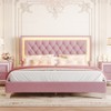 KWPZQEB Queen Size Bed Frame with Headboard, Upholstered Bed Frame with LED Lights,Wooden Slats Support, No Box Spring Needed, Easy Assembly - 2 of 4