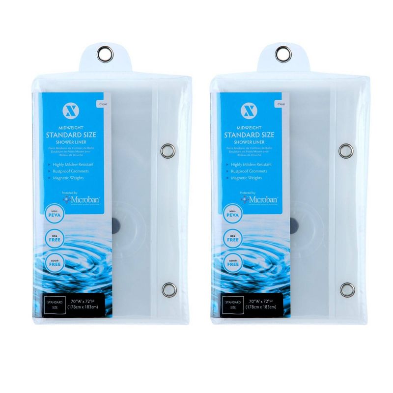 2pk Midweight Shower Curtain Liners with Microban Clear - Slipx Solutions, 4 of 5